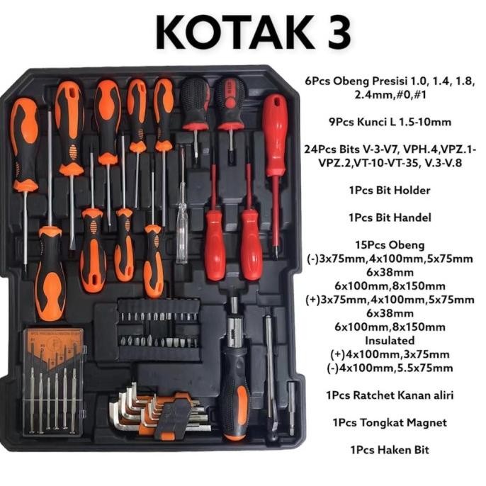 ISKU TOOLKIT SET 82/187 PCS /KUNCI SHOCK SET/TOOL BOX PERKAKAS BENGKEL SET/KUNCI BENGKEL MOTOR KOMPL