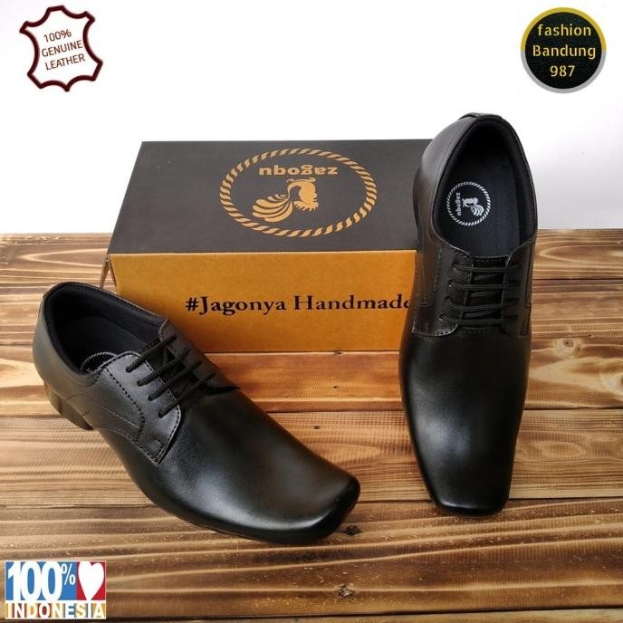Original Sepatu pantofel pria lancip model tali bahan kulit asli sepatu kerja