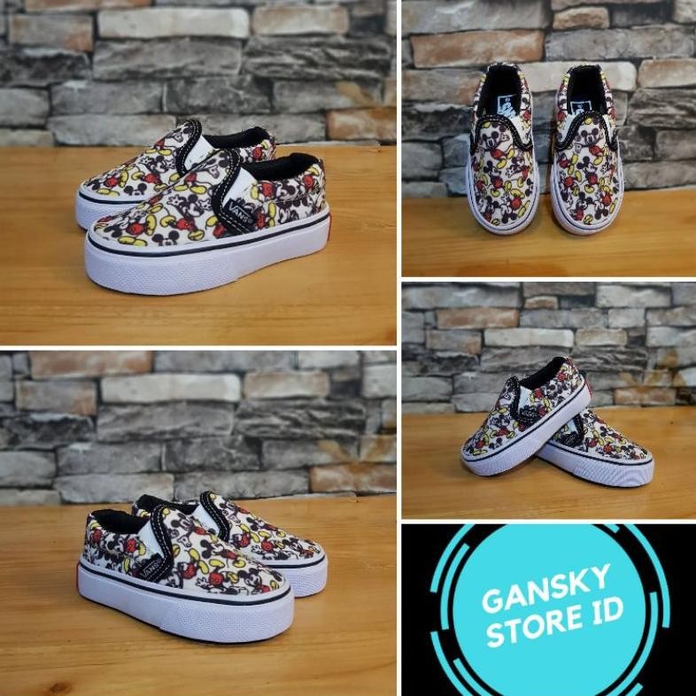''Terlaris" Sepatu Anak Mickey Slip On Premium High Quality Vans Kids Mickey Mouse Anak Murah