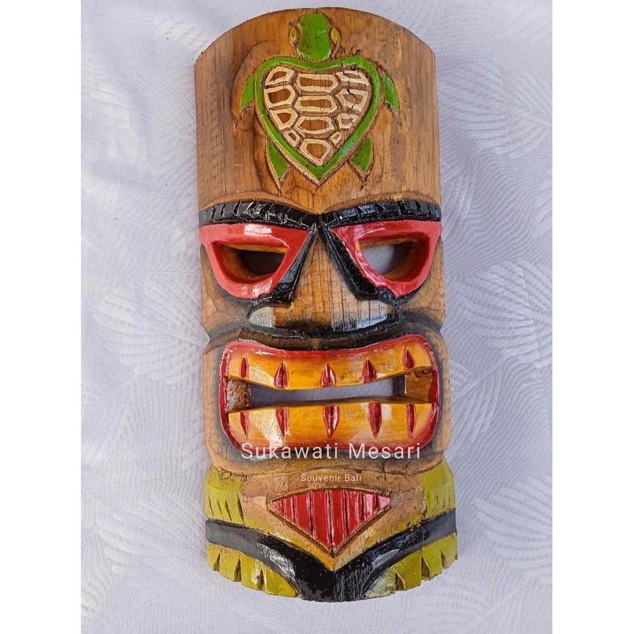 .........] Dekorasi Topeng Suku Tiki Asmat 25cm Hiasan Etnik Antik Kayu Handmade Bali