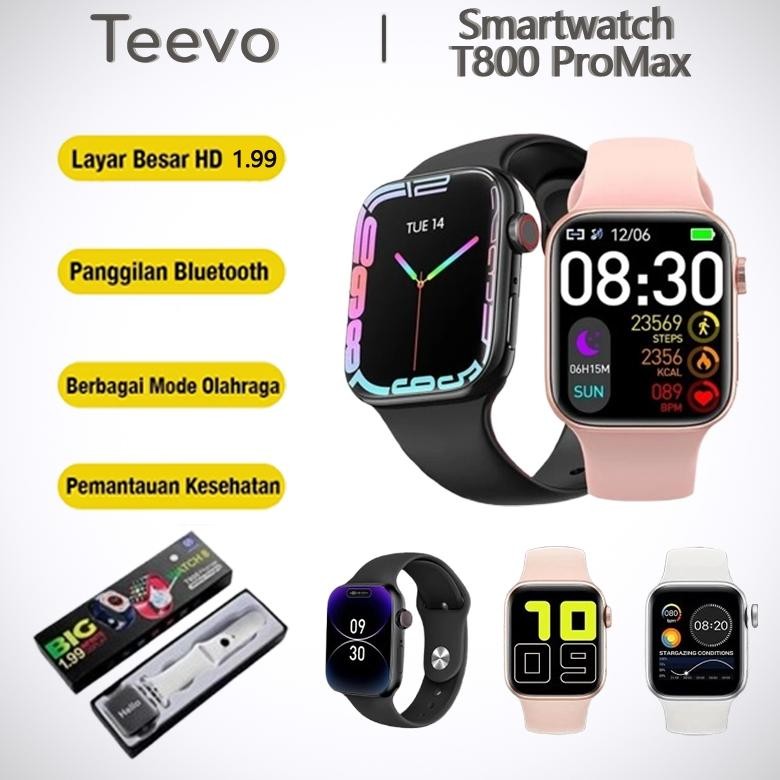 Teevo SmartWatch T800 ProMax 1.99 Inci Layar Sentuh 44mm Layar Penuh Bluetooth Jam Tangan Pintar Wat
