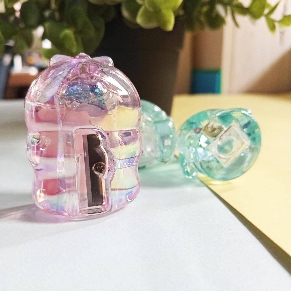 

QV21 er-79 Fancy Rautan 1 Lubang Hologram Pencil Sharpener Crystal / Pengserut Kaca Lucu Murah Terlaris