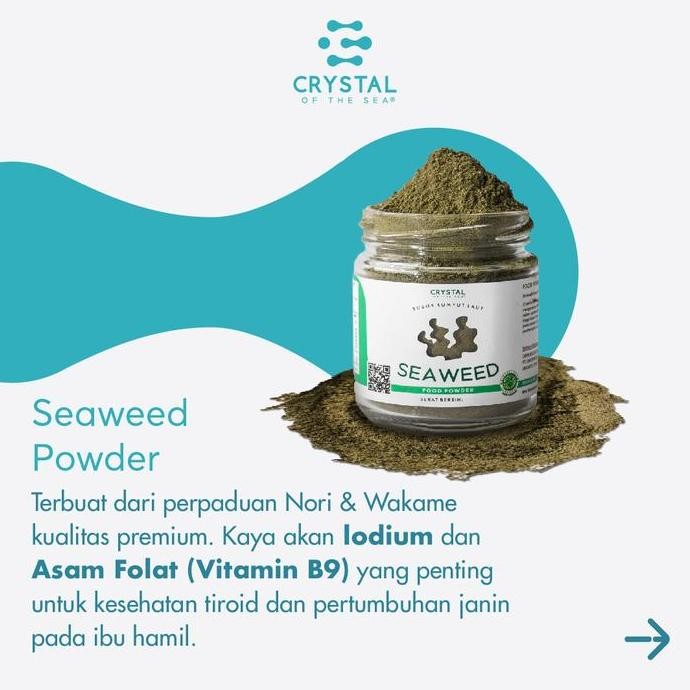 

Crystal of the Sea - (40GR) Seaweed Food Powder / Bubuk Rumput Laut / Kaldu MPASI / Organik / Bebas gula / Alami Makanan Msg Nori