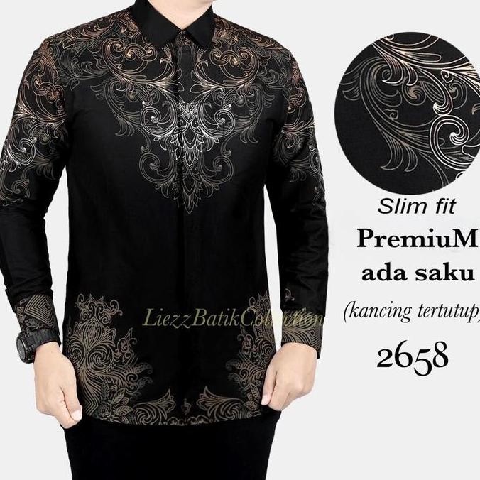baju batik pria slimfit premium ready xxl ada saku GBM