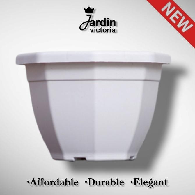 [NEW] Pot Bunga Putih 25cm Tanaman | Pot Plastik Modern Octagon