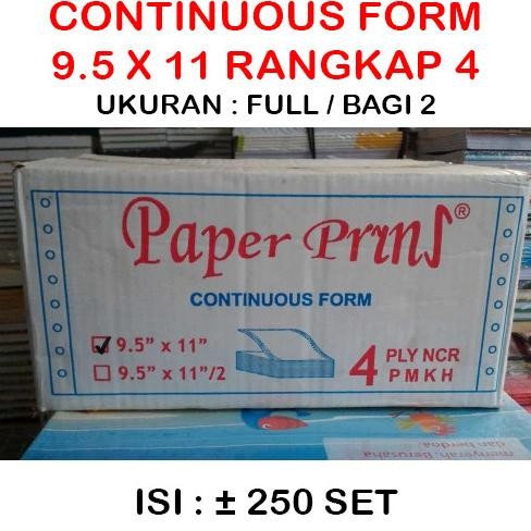 

TERLARIS - Continuous Form Merk Paper Print 9.5 x 11/2 Rangkap 4