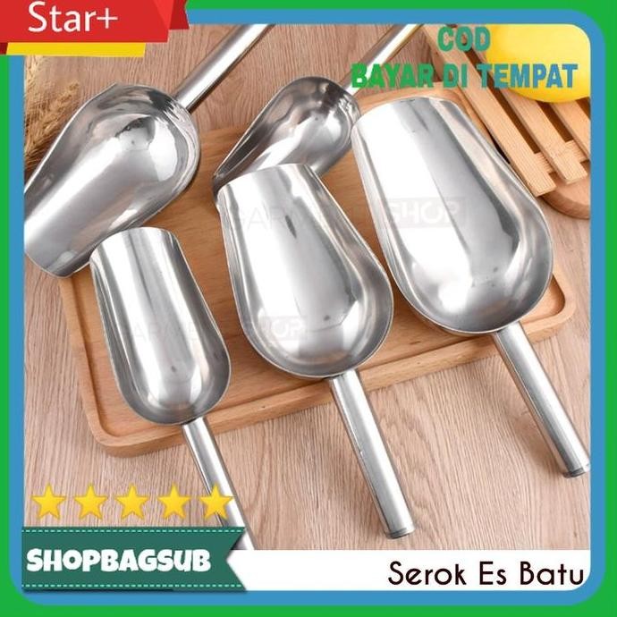 

Terlaris Sekop Es Batu Serokan Biji Kopi Tepung Stainless Steel Sendok Skop Beras Gula Biji Bijian Spatula Ice Cube Sbs10-1
