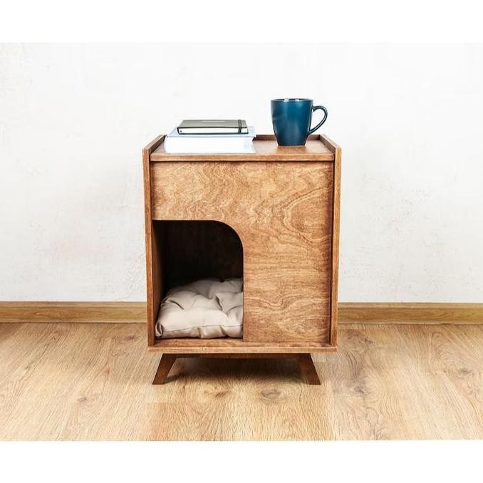 Rumah Hewan Peliharaan, Rumah Kucing Modern, Tempat Tidur Kucing, Rumah Kucing Kayu