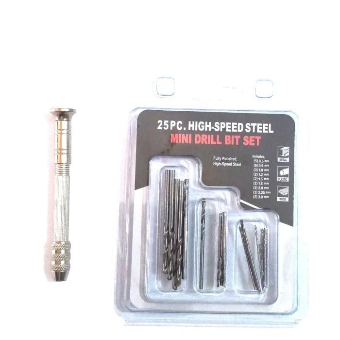 mini bor mesin tangan 20pcs mata bor pen hand drill pcb Tiny stainless