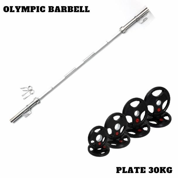 Grosir Paket Olympic Barbell + Plate 30Kg