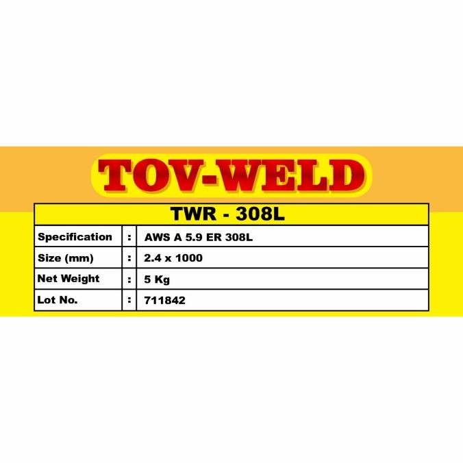 Kawat Las Stainless Steel Aws Er308L Tovweld Er 308L New Stok