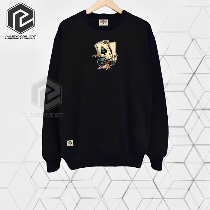 Sweater Pria Distro Cart Crewneck Pria Hitam Sablon Suiter Cowok Jumbo Switer Krunek Oversize