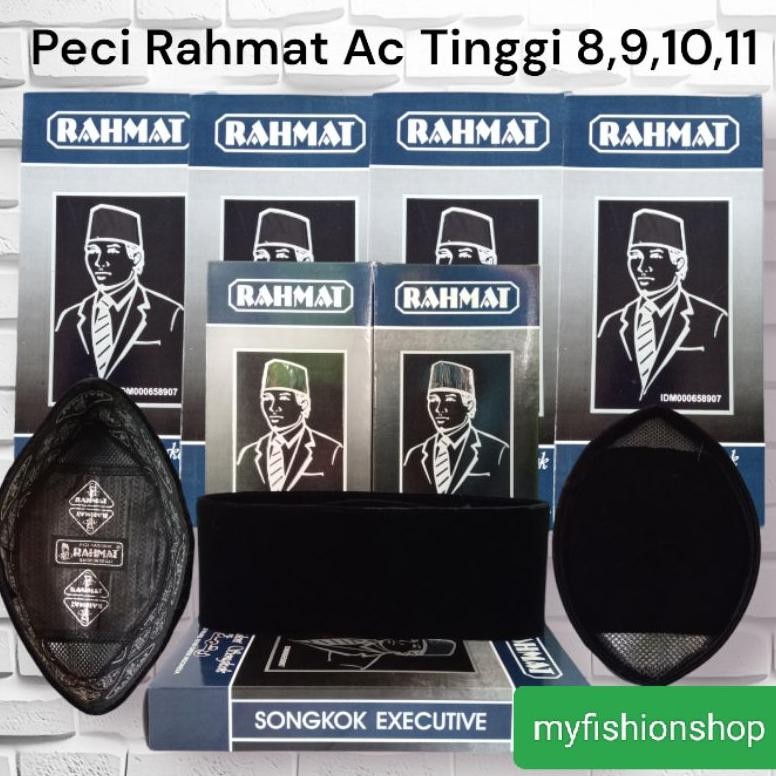Gh-45 Cxv-38 Peci Songkok Hitam Rahmat Ac Tinggi 8 9 10 Kopiah Ready Size No Buat Anak-Anak Dan Dewa