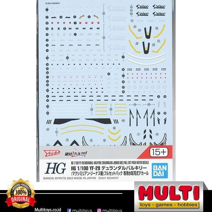 GUNDAM DECAL HG YF29 DURANDAL VALKYRIE MJU 65692