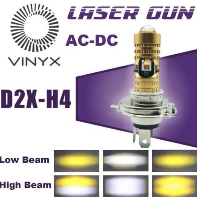 LAMPU UTAMA MOBIL LED D2 LASER GUN AC DC H4 VINYX GOLD