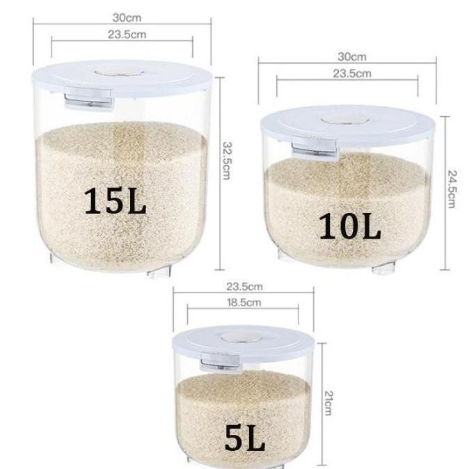 

Terlaris Home Treasure- 5/10/15Kg Tempat Beras Kotak Penyimpanan Kacang Tepung Makanan Rice Box Storage / Rice Storage Organizer Besar Kotak Beras