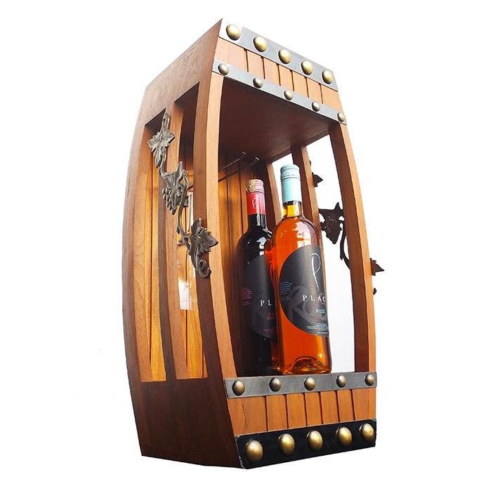 +++++] 57 cm Teakwood Wine Display Rack / Rak Pamer Wine Minuman - HWD1040 / Mini Wine Barrel with G
