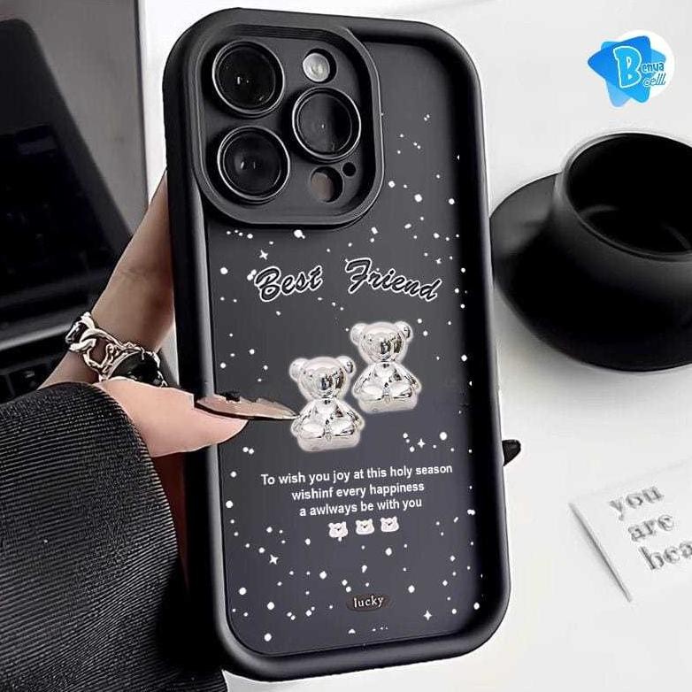 Fth- Ss975 Silikon Case 3D Silver Bear Friend Softcase Casing Hp For Oppo A58 A60 A78 A74 A79 A83 F1