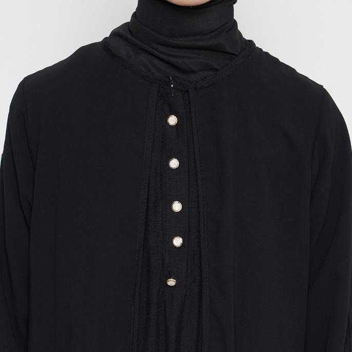 Gamis Wanita Pakaian Muslim Wanita Gamis Slit Warna Hitam SR277