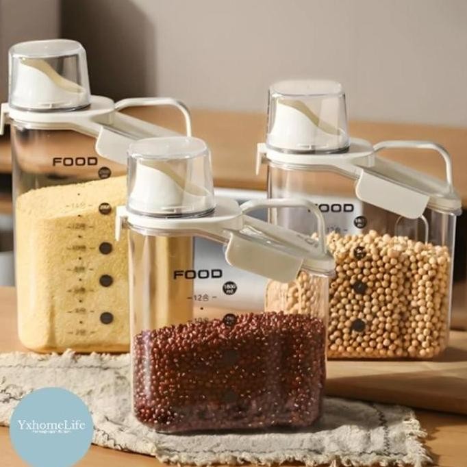 

Terlaris Toples Storage Jar Sereal Beras Biji-Bijian Tepung Botol Minyak Anti Tumpah 1,8L/2,5L Transparan Terlaris