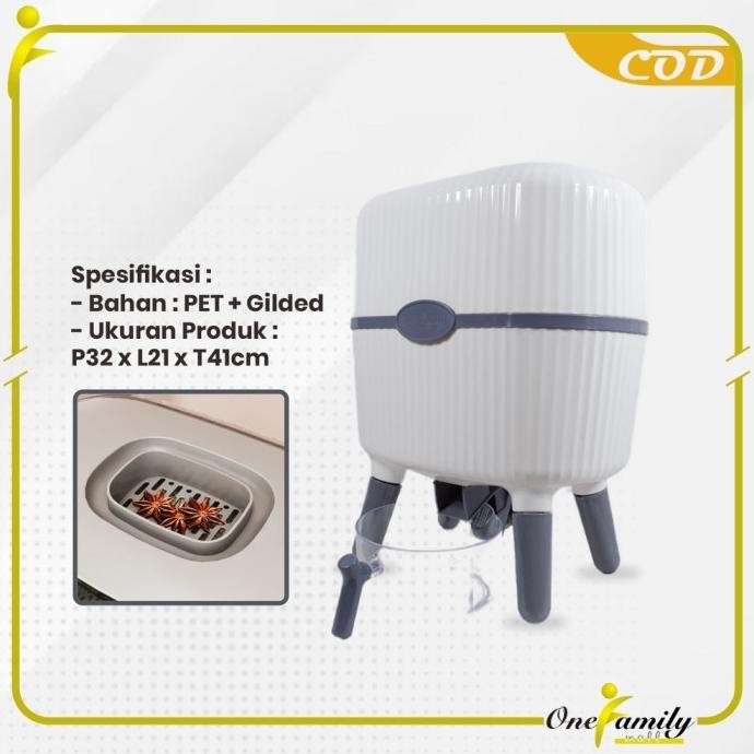 

Terlaris One-C841 Dispenser Beras 12Kg Tempat Beras Estetik / Kotak Penyimpanan Makanan Kacang Tepung / Wadah Beras Rice Box Storage Perlengkapan Dapur