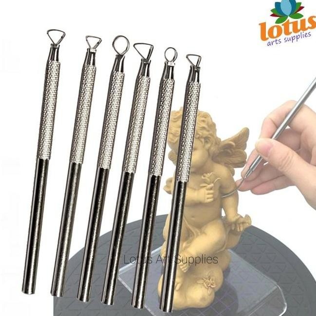 

baru !!! Aluminum Modelling Sculpture Pottery Clay Tools Set 6 Alat Ukir Pahat