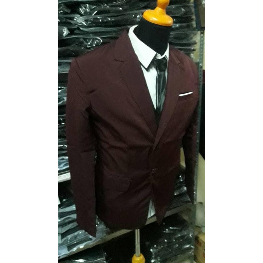 Blazer MODRIC MAROON - Jas santai Pria Slimfit Merah Tua Best Seller murah