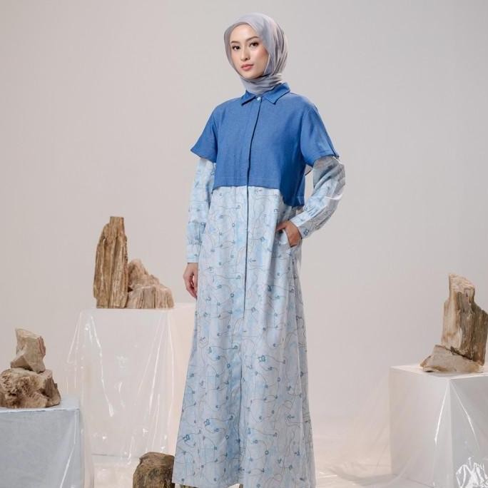 ZM Zaskia Mecca - Parita Gamis Wanita Dress Muslim Kerah Kombinasi - Aksara Nusantara - Edisi Aksara