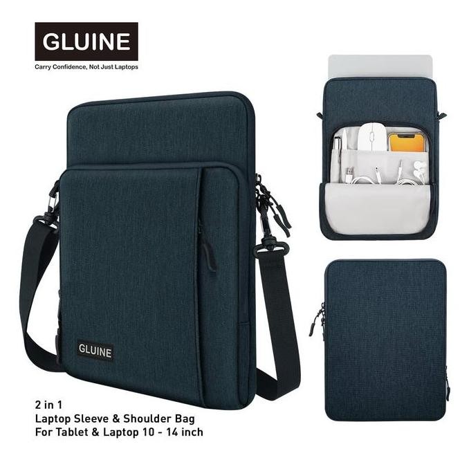 GLUINE 9368 Tas Laptop Tablet 14 Utility Laptop Tablet Sleeve With Shoulder Belt For Men And Women