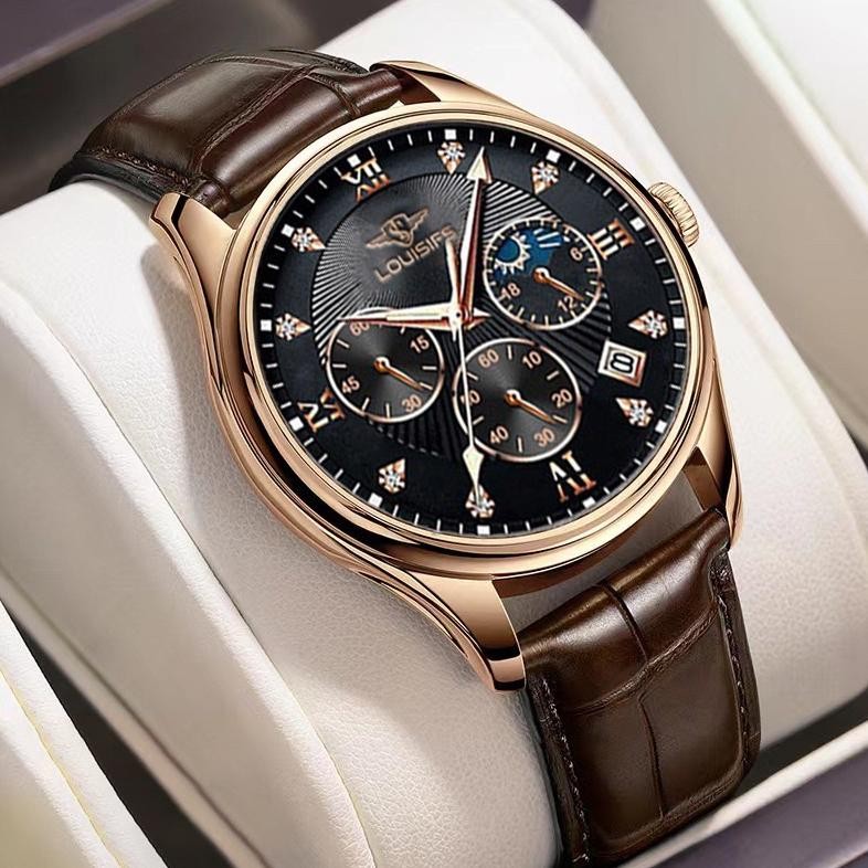 Wlisth Jam Tangan Pria W04 Anti Air Original Kulit Keren Multifungsi Chronograph Watch