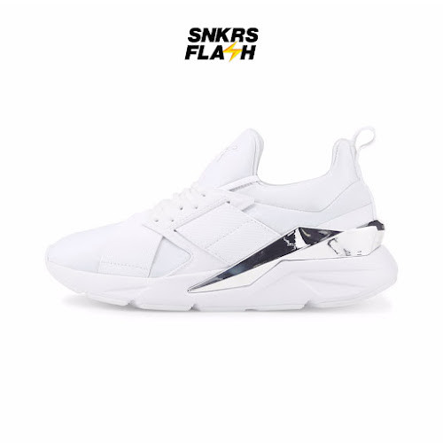 PUMA Muse X5 Metal White Silver Sepatu Sneakers Wanita - 38395402