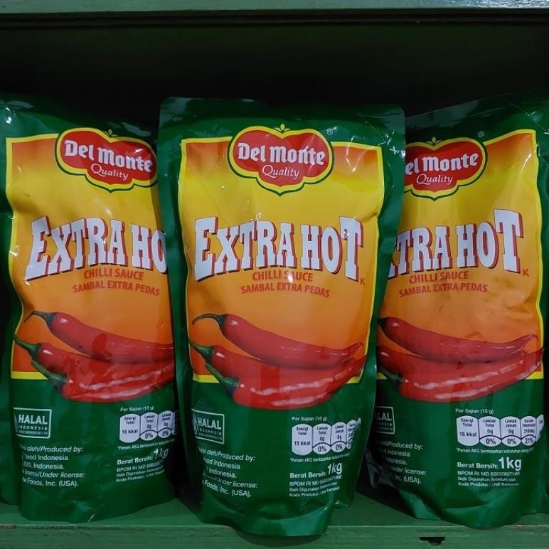

Delmonte Saus Sambal Del monte 1kg / Delmonte Extra Hot Pouch 1 kg