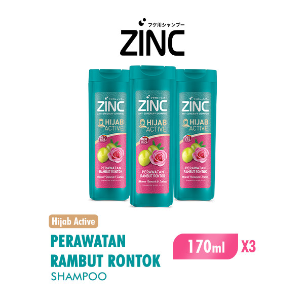 Zinc Shampoo Hijab Active Perawatan Rambut Rontok Botol 170 ml x3