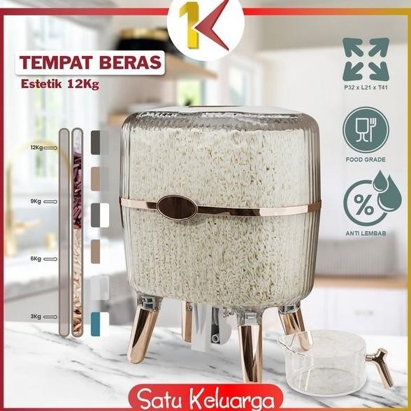 

Terlaris Sk-C841 Dispenser Beras 12Kg Tempat Beras Estetik / Kotak Penyimpanan Makanan Kacang Tepung / Wadah Beras Rice Box Storage Perlengkapan Dapur