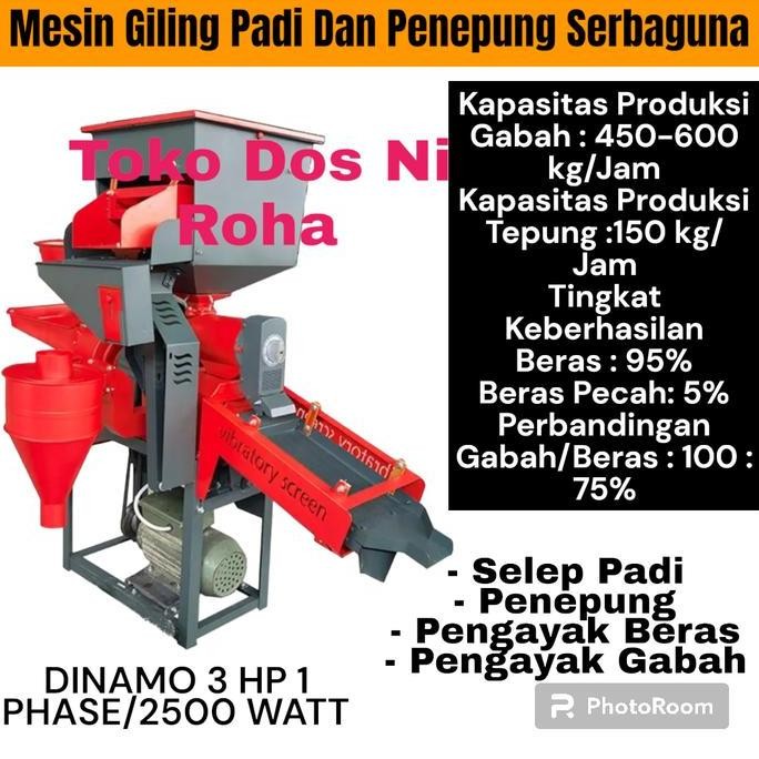 

Terlaris Mesin Giling || Selep Padi Serbaguna 4In1 Komplit Dinamo Listrik 3Hp