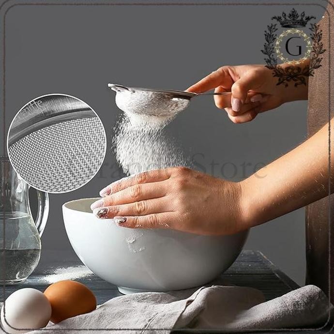 

GRANDE SARINGAN TEPUNG HALUS STAINLESS STEEL/ SEROK TIRISAN MINYAK GORENG 8/10/12/14/16/18/20/22/24.AYAKAN KAWAT SARING TEH GULA KOPI SERBAGUNA /PERLENGKAPAN MASAK ALAT DAPUR H85