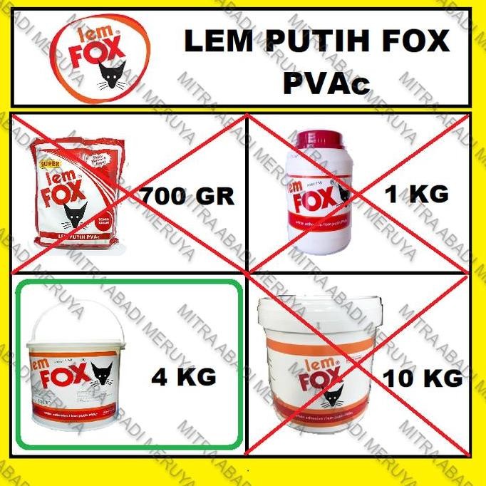 

Lem Putih Lem Kayu Lem PVAc Lem FOX 4kg