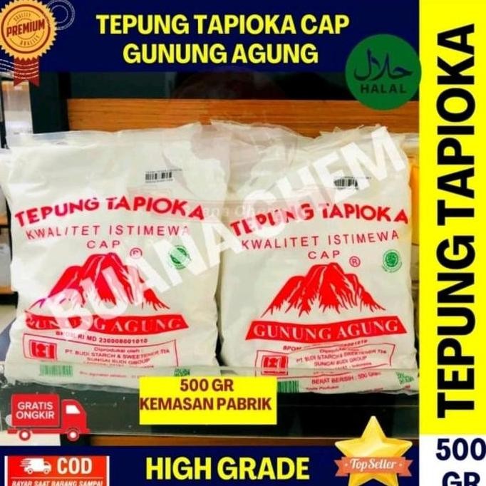 

Terlaris Tepung Tapioka Gunung Agung 500 Gr / Tepung Kanji / Bahan Kue Kering