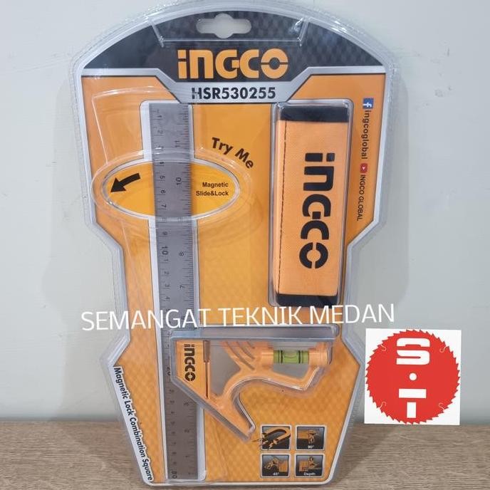 TERBARU - PENGGARIS SIKU TUKANG MAGNET COMBINATION L SQUARE WATERPASS 12" INGCO