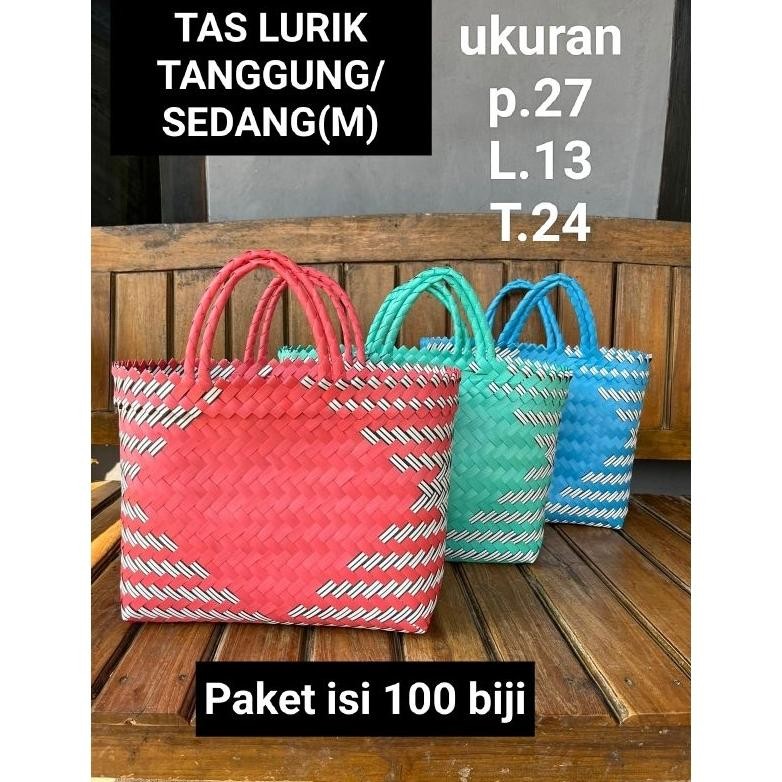 

Tas anyaman plastik PAKET isi 100,LURIK SEDANG(M),tas psar//tas hajatan/parcel lebaran.