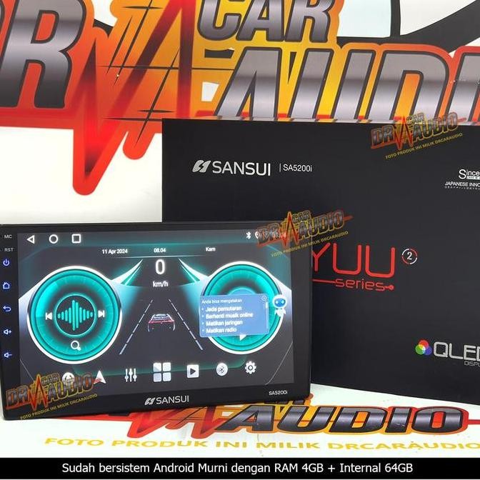 Head Unit Android 10 Inch Sansui QLED RAM 4GB Internal 64GB Double Din Mobil