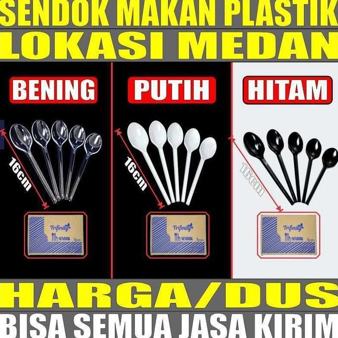 Sendok Makan Plastik Panjang Kuat Tebal Bening Hitam Putih Tft Dus Jasa Kirim Medan