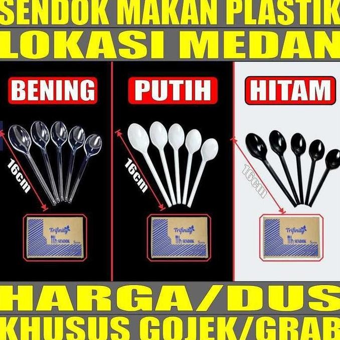 Sendok Makan Plastik Panjang Kuat Tebal Bening Hitam Putih Tft Dus Gjk Medan