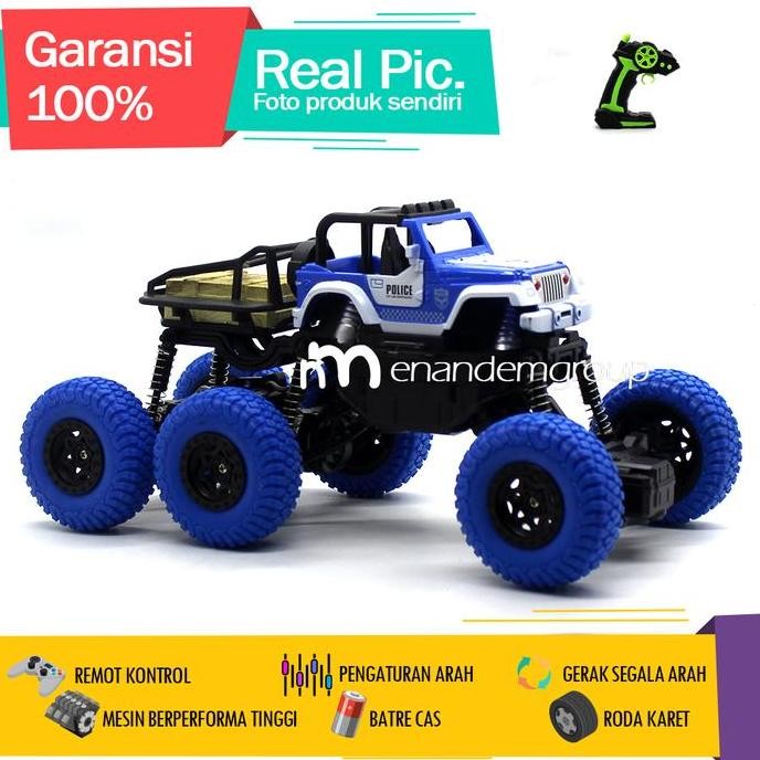 Diskon Mainan Mobil Remot Kontrol Rc Offroad Climbing Jeep Polisi 6 Roda 4Wd