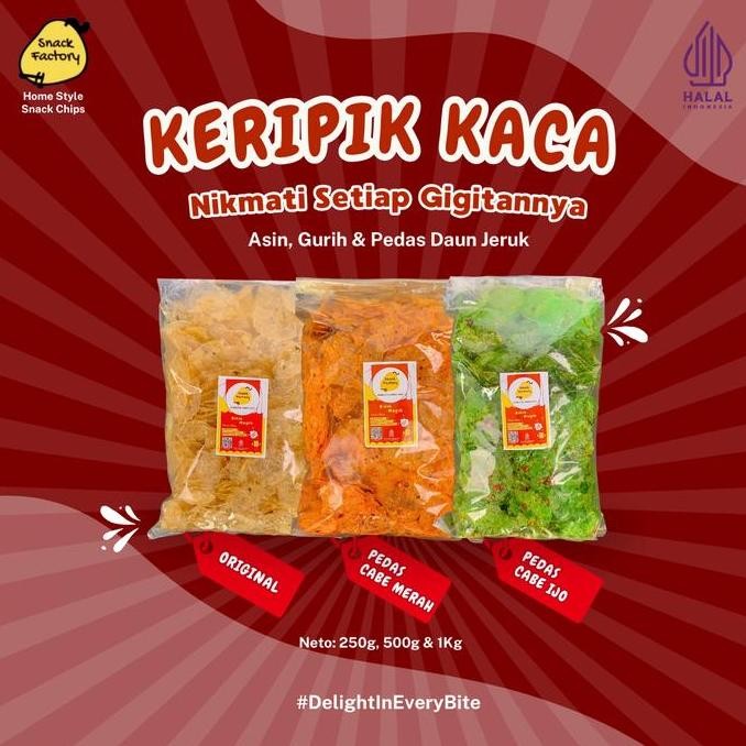 

SF Keripik Kaca 250g 500g dan 1Kg Pedas Daun Jeruk Keripik Viral Renyah snack singkong chips kripca kripik Asin Merah Food Cemilan