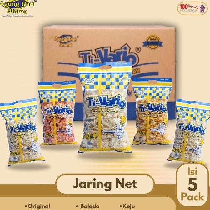 

TI-VARIO JARING NET 1 DUS ISI 5 - Jajanan Viral - Nett - Jaring - Cemilan - Anak - Renyah - Jaring Net Asin Camilan Snack