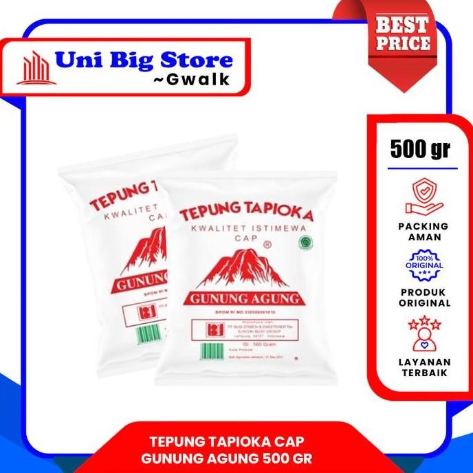 

Terlaris Tepung Tapioka Tapioca Kanji Sagu Cap Gunung Agung - 500 Gr