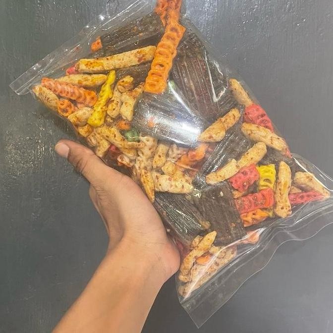 

CEMILAN MIX 500 GR BASRENG,KEPANG,JAAT,MAKARONI,JENGKOL