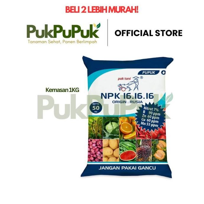

Terlaris Pupuk Npk 16 16 16 Pak Tani 1 Kg Origin Rusia Kemasan Pabrik - Untuk Semua Tanaman