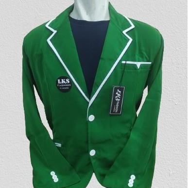 Semi Jas Atau Almamater Motif ,Kancing Simple Juga Elegant Baju Pria Atasan Biru Panjang Wearpack Sa